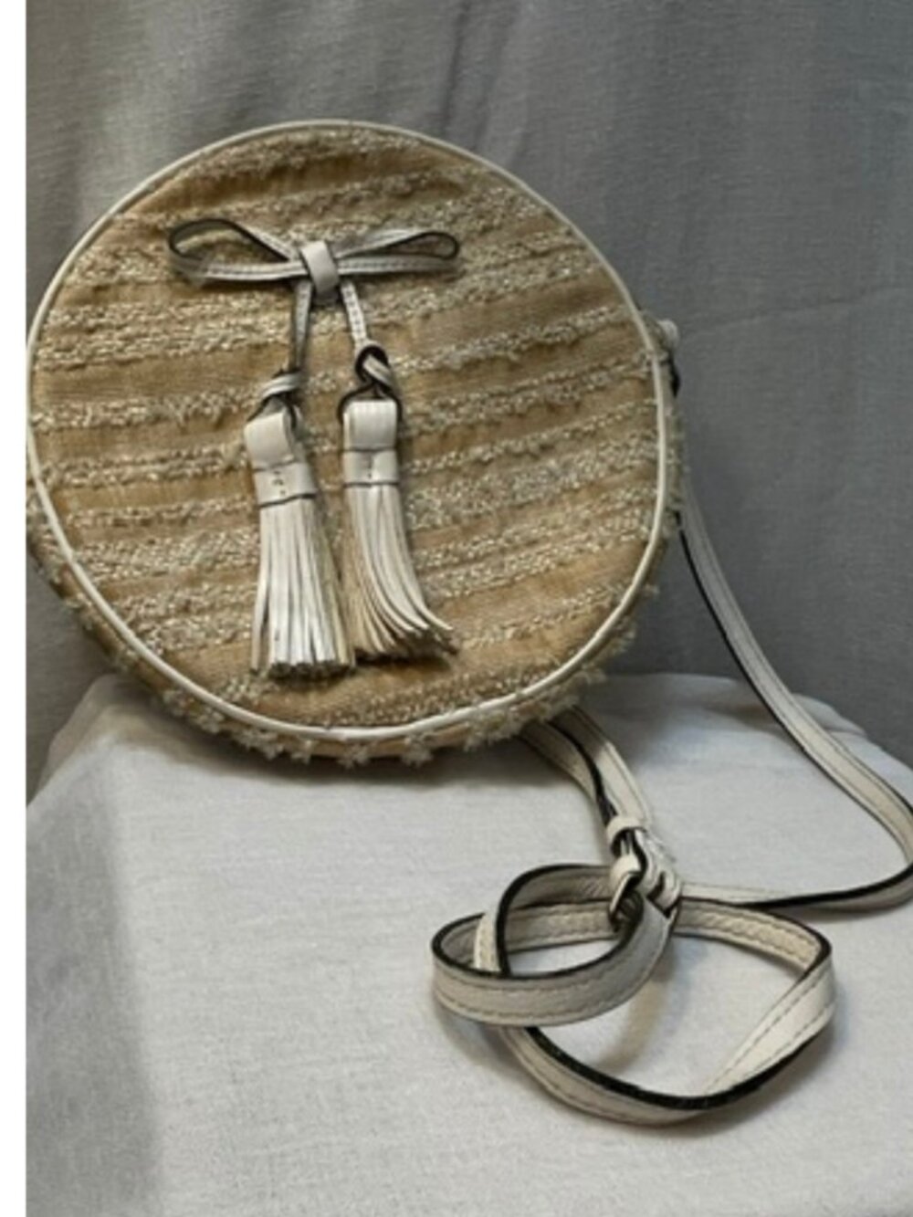 Patricia Nash Ebbe Woven Straw Sibari Canteen Crossbody bag